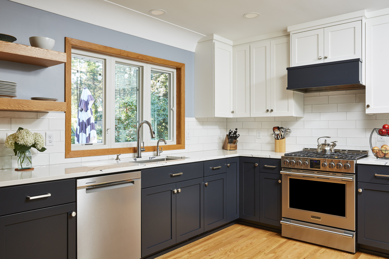 Kitchen cabinets glazed in recent remodel.
