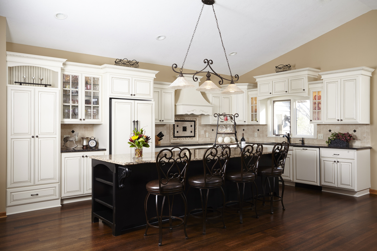 Kitchen cabinets glazed in recent remodel.